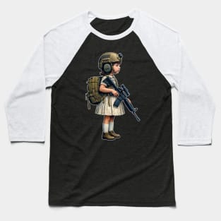 The Little Girl and a Toy Gun Baseball T-Shirt